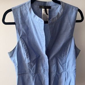 BCBGMaxAzria Blue Sleeveless Button Down Shirt